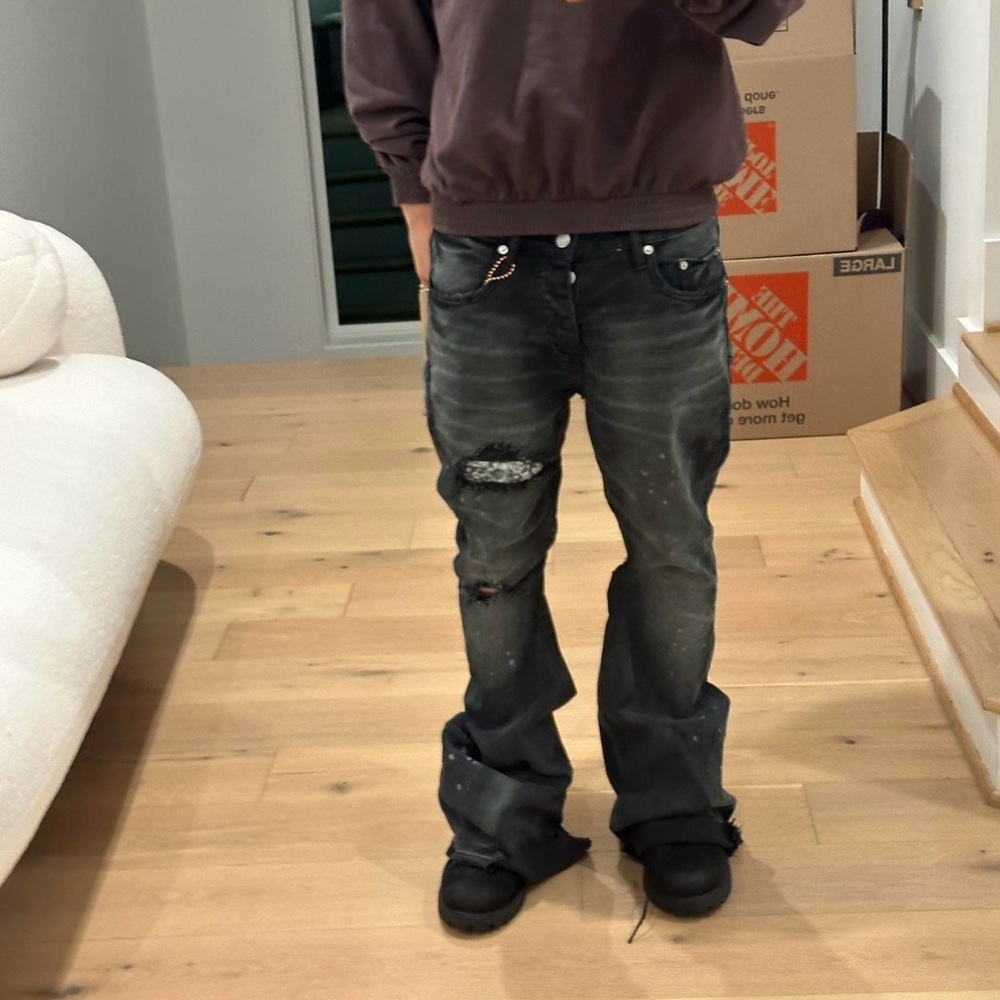 Reworked Flared Purple Jeans